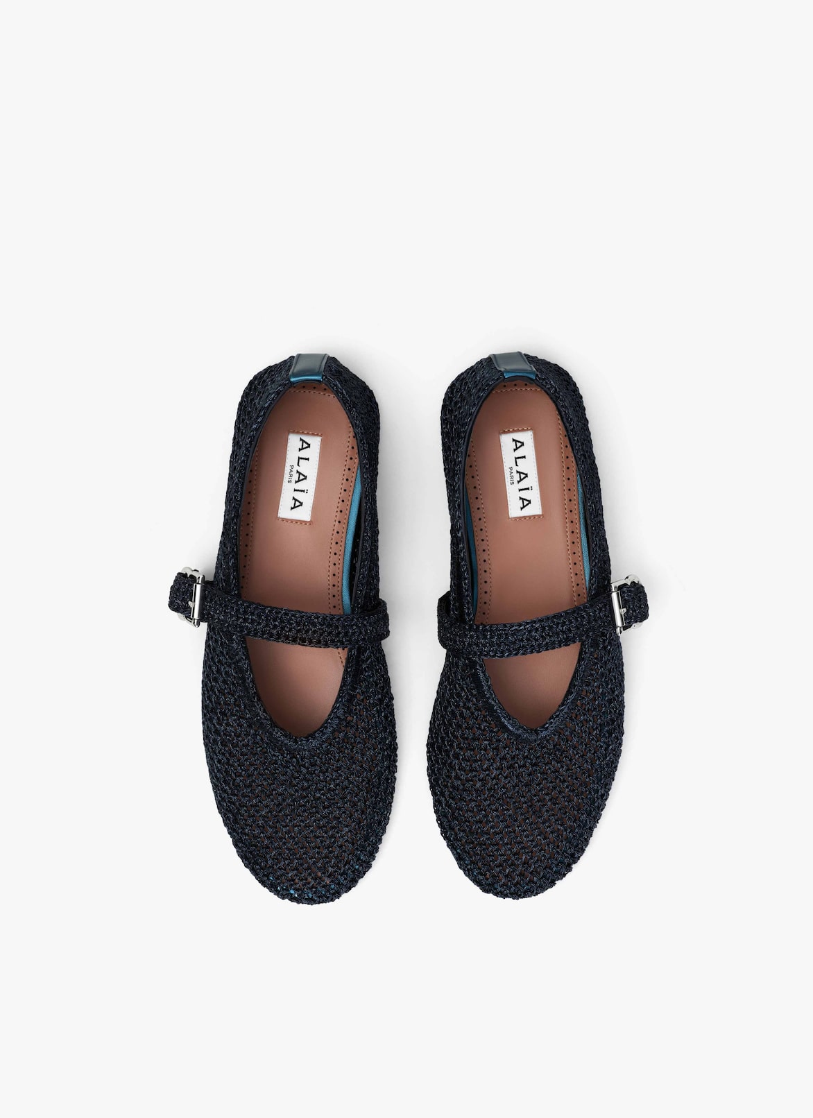 BALLET FLATS IN KNITTED LUREX ALAÏA DARK BLUE BALLET FLATS IN KNITTED LUREX